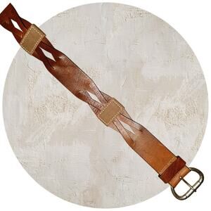 Gap 1969 Leather and Canvas Criss Cross Womens Brown Belt Size Small